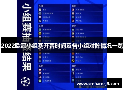 2022欧冠小组赛开赛时间及各小组对阵情况一览